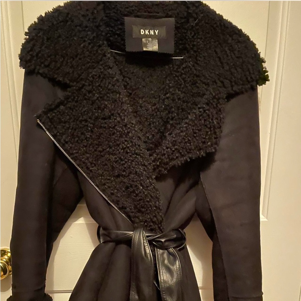 DKNY suede biker jacket with sherpa lining XL